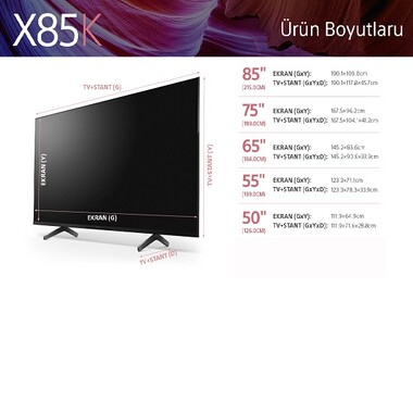 Sony - KD-85X85K | 4K Ultra HD | Yüksek Dinamik Aralık (HDR) | Smart TV (Google TV) (1)