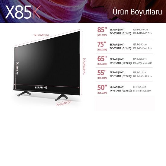 KD-85X85K | 4K Ultra HD | Yüksek Dinamik Aralık (HDR) | Smart TV (Google TV)
