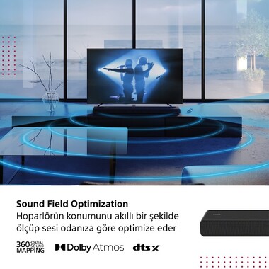 Sony HT-A3000 3.1 Kanal 360 Spatial Sound Mapping Dolby Atmos®/DTS:X® Sound bar - Thumbnail