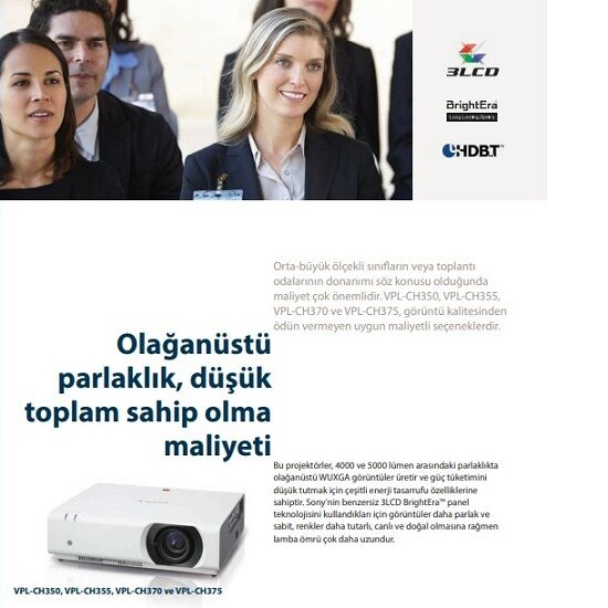 SONY VPL-CH350 4.000 Lümen | 1920 x 1200 çözünürlük | 5.000 SAAT Projeksiyon