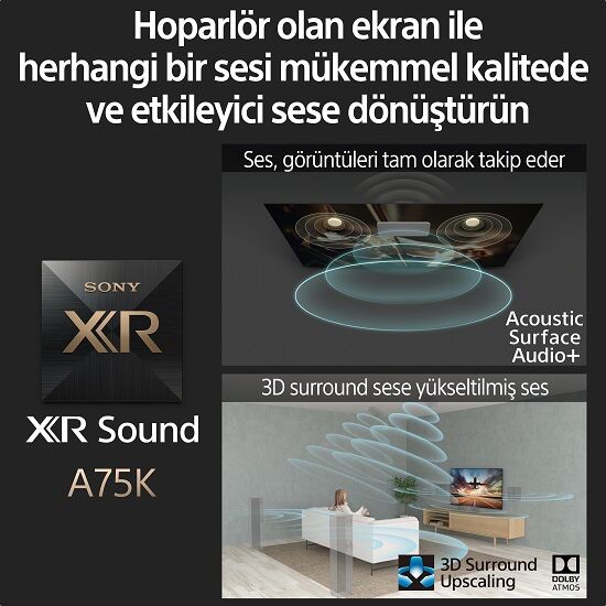XR-55A75K | BRAVIA XR | OLED| 4K Ultra HD| Yüksek Dinamik Aralık (HDR) | Smart TV (Google TV)