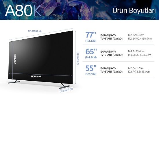 XR-55A80K | BRAVIA XR | OLED | 4K Ultra HD | Yüksek Dinamik Aralık (HDR) | Smart TV (Google TV)