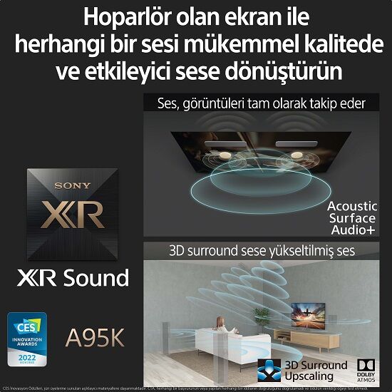 XR-55A95K | BRAVIA XR | MASTER Series | OLED | 4K Ultra HD | Yüksek Dinamik Aralık (HDR) | Smart TV (Google TV)